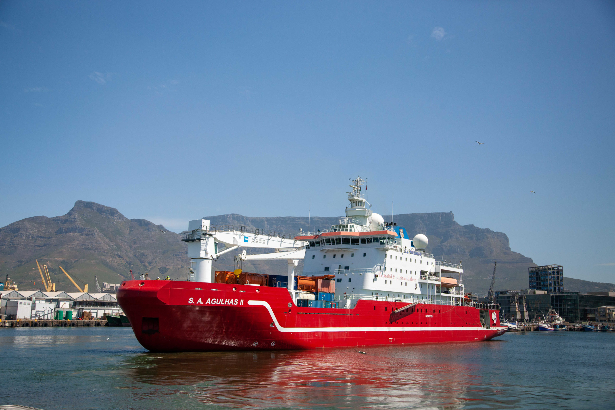 The S.A. Agulhas II in its home port in Cape Town. South Africa©Amsol.