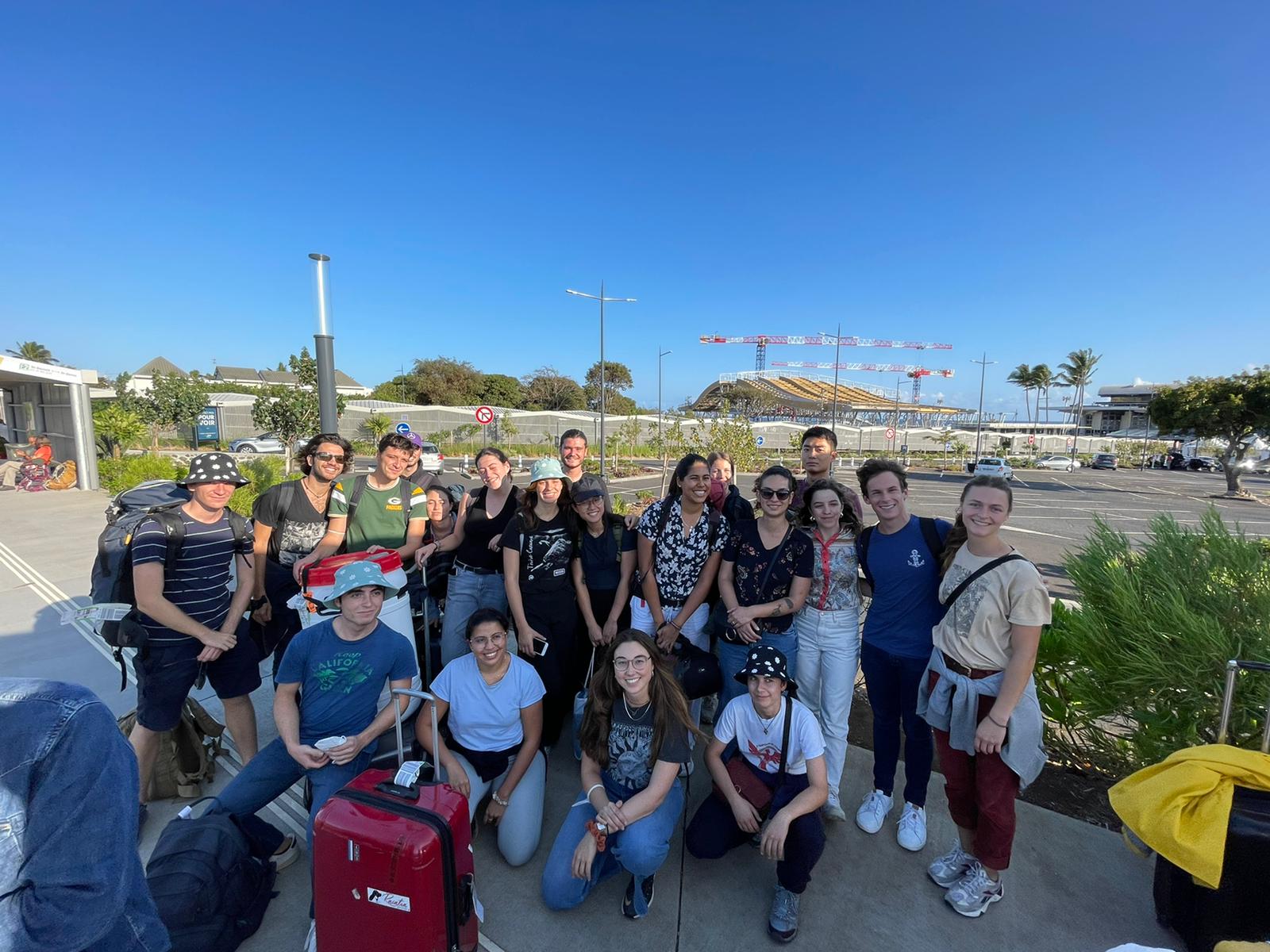 Les étudiants de Sorbonne Université et du Master européen en océanographie IMBRSea juste avant leur embarquement sur le S.A. Agulhas II. 13_10_2022. La Réunion©Fabien Lombard_IMEV