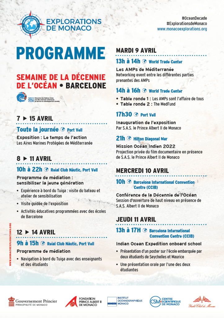 programme explorations de Monaco conférence Barcelone