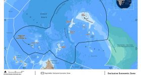 ZEE and in green, the Seychelles-Mauritius joint management area of the Saya de Malha Bank©MEEC_ESRI_Seychelles Government
